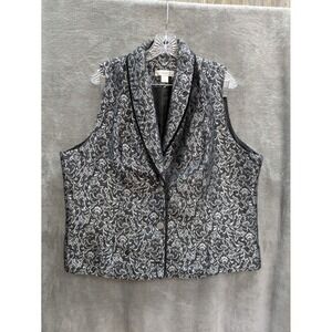 Floral Vest Women's 1X Jacquard Dark Cottagecore Old World Sophisticated Preppy‎